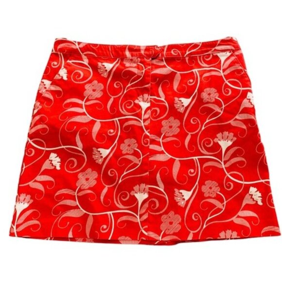 Izod Size 8 Skort Shorts Under Skirt Zip Athletic Golf Tennis Red White Floral - Picture 1 of 10